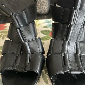 Women’s Black Strappy Open-Toe Heels Calvin Klein